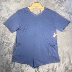 Free People Movement Blue Cotton Blend Shortalls Romper Jumpsuit XL TG NWT Gift